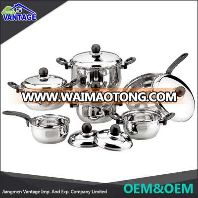 High quality non-stick cooking pot 12 pcs stainless steel cookware set