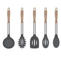 Universal 6-Pcs Non-Stick Nylon Kitchen Tool Cooking Utensils Set With Wood Handle