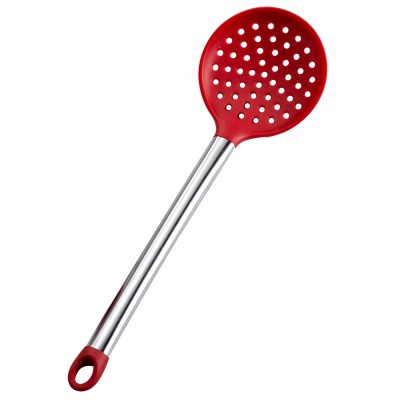 Wholesale Suite or Bulk Kitchen Utensils Stainless Steel Handle Silicone Kitchen Skimmer