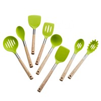 8-Pcs Food Grade Wood Handle Nylon Kitchen Ware Cooking Utensils Set